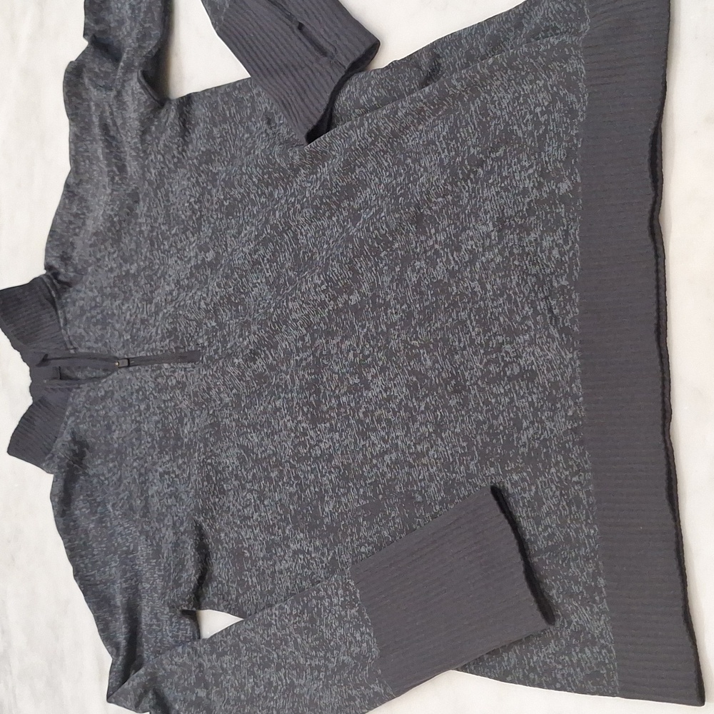 Lululemon Rest Less 1/4 Zip Pullover Womens 6 Gray‎ Space Dye Running Top Shirt